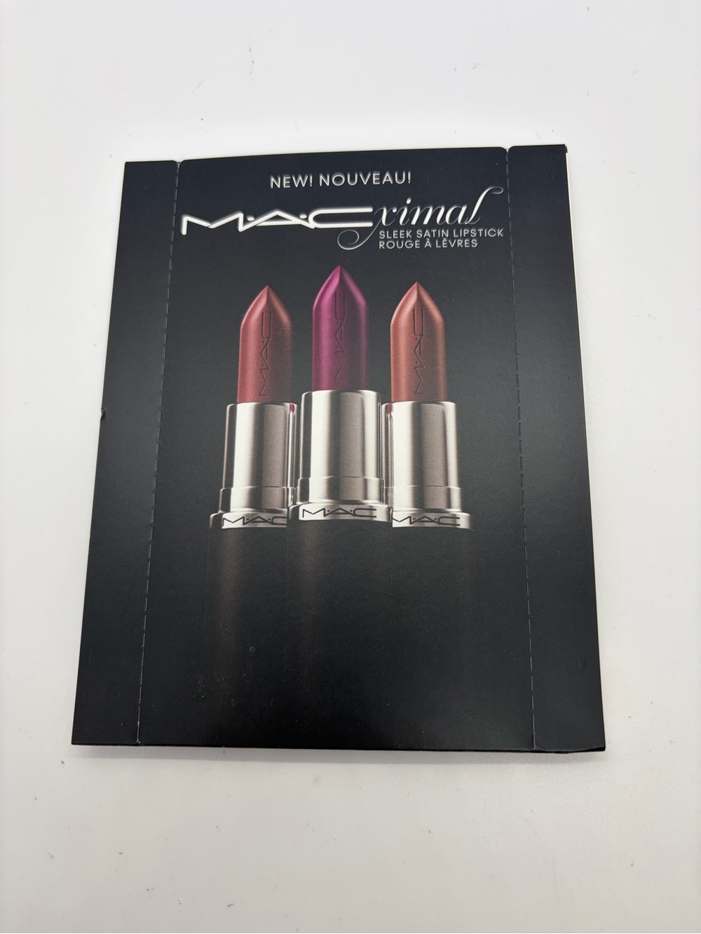 MAC Cosmetics Trio Lipstick Card — Deep Red, Bright Pink, Warm Brown
